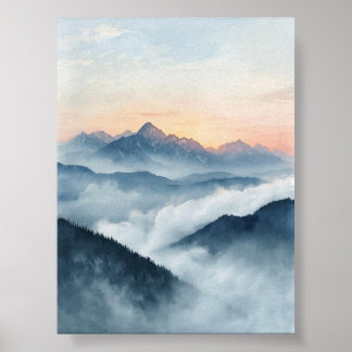 Mister Mountain Sunrise Watercolor Poster
