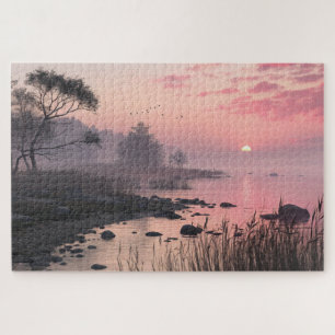 Mistério Lago Sunset Quebra-cabeça Romântico Natur