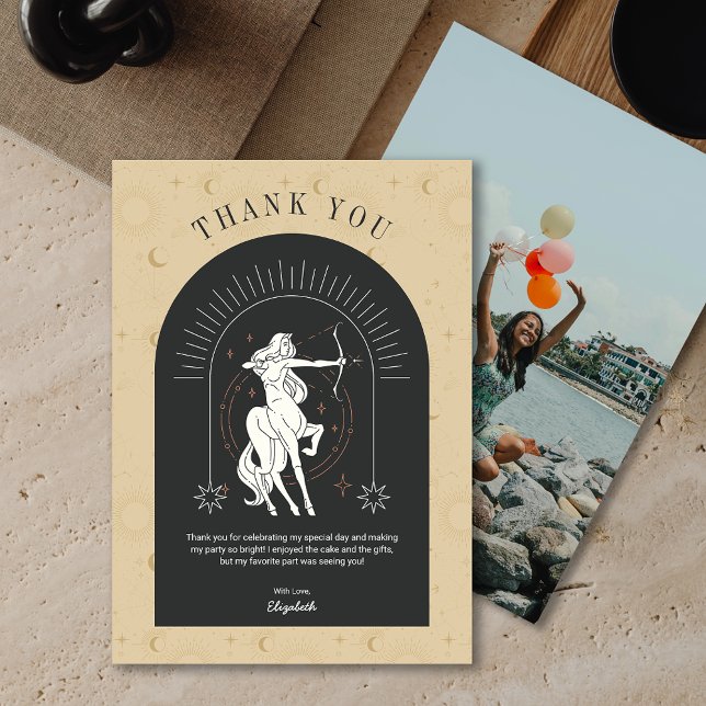 Místico Sagitário Cartões de agradecimentos de Arc (Mystic Sagittarius Zodiac Arch Thank You Card)