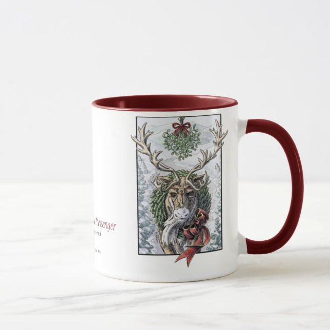 "Mistletoé Messenger" caneca de rena de Natal (Direita)