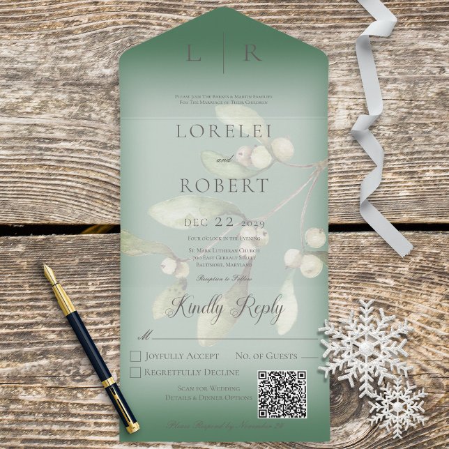 MistletoModern Pine Green Código QR (Criador carregado)