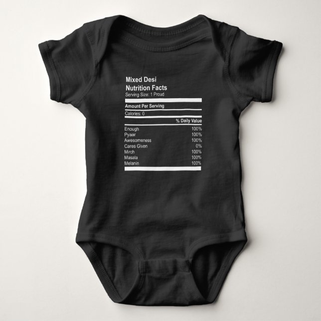Mistura Desi Nutrition Facts Baby Jersey T-Shirt (Frente)