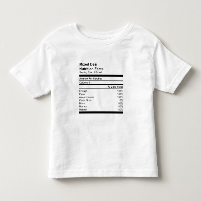 Mistura Desi Nutrition Facts Toddler T-shirt (Frente)