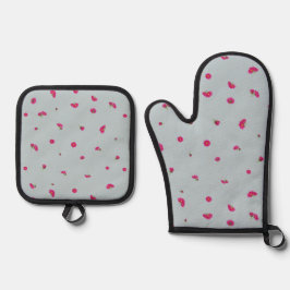 Misty Blue Deep Pink Cosmos Floral Pattern