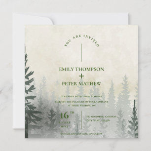 Misty Forest Watercolor Trees Casamento Romântico