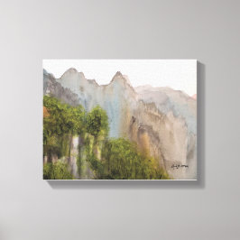 MISTY MOUNTAINS WATERCOLOR CANVAS IMPRESSÃO
