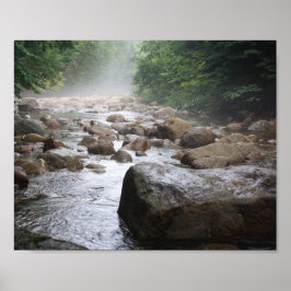 Misty River Rocks Poster