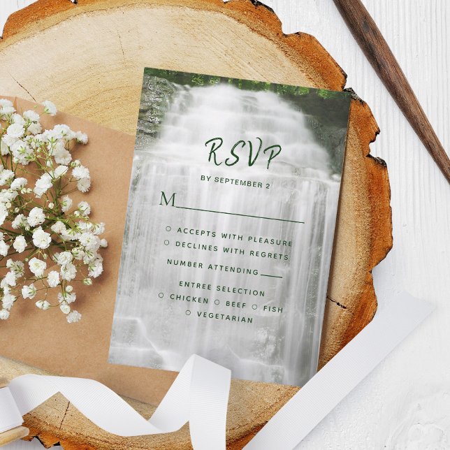 Misty Waterfall Nature Wedding RSVP (Criador carregado)