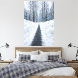 Misty Winter Forest Path Canvas