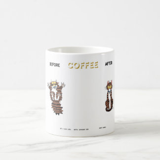 Mitts, antes e depois, café! Caneca