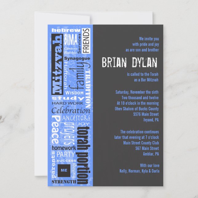 MITZVAH DIZ Bar Bat Mitzvah Convite (Frente)