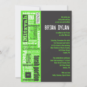 MITZVAH WORDS DIZ Convite para Bat de Bar