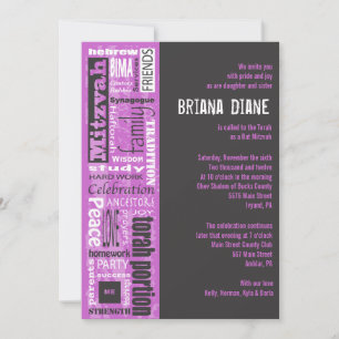 MITZVAH WORDS DIZ Convite para Bat do Bar