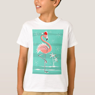 Miúdo do t-shirt da listra do flamingo do Natal