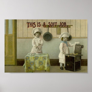 Miúdos do vintage que cozem o poster do impressã