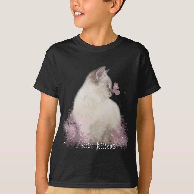 miúdos eu amo o t-shirt dos gatinhos (Frente)