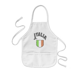 Miúdos italianos que cozinham o avental
