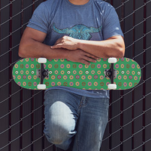 Mixed Donuts Pattern Name Green Skateboard