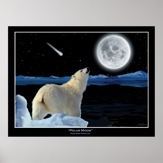 "MOA POLAR" Urso Polar e Impressão de Arte Lua (Frente)