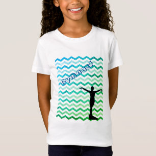 Moça Blue Green Chevron Gymnast Gymnastics T-Shirt
