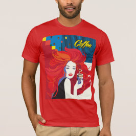 Moça com xícara de café T-Shirt