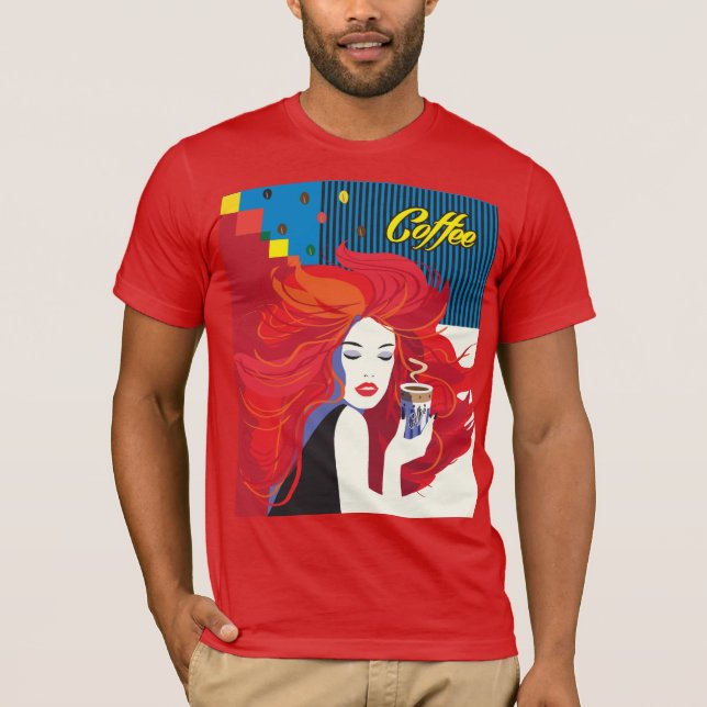 Moça com xícara de café T-Shirt (Frente)