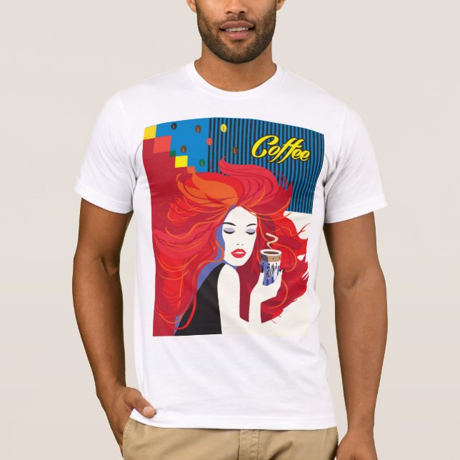 Moça com xícara de café T-Shirt (Frente)