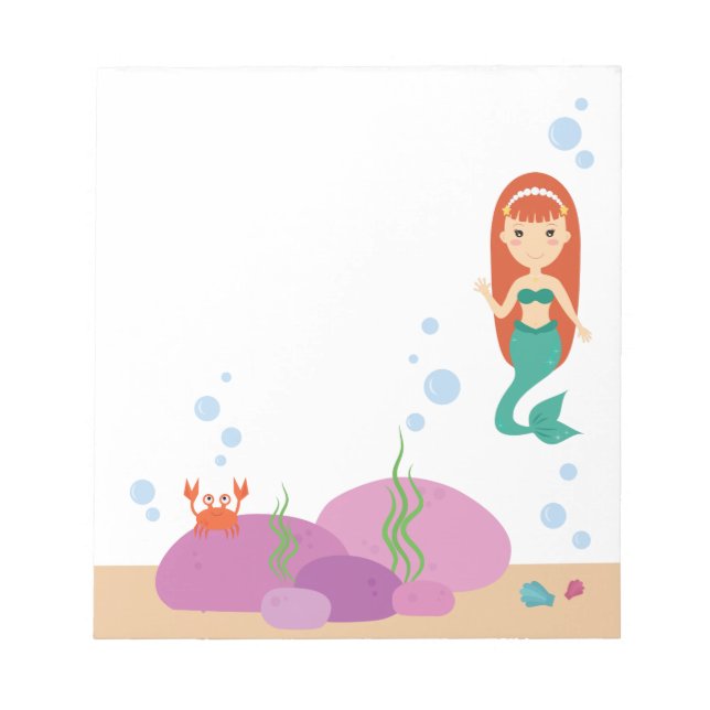Moça de sereia nadando no bloco de notas (Frente)