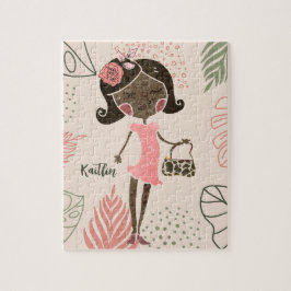 Moça Negra Fashionista Personalizada Quebra-cabeça