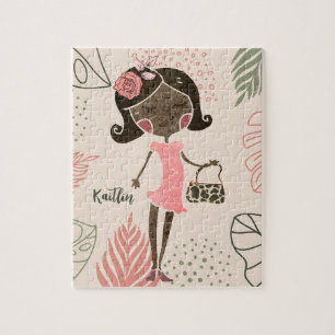 Moça Negra Fashionista Personalizada Quebra-cabeça