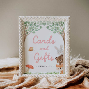 Moça Woodland Chá de fraldas Cards e Gifts Poster