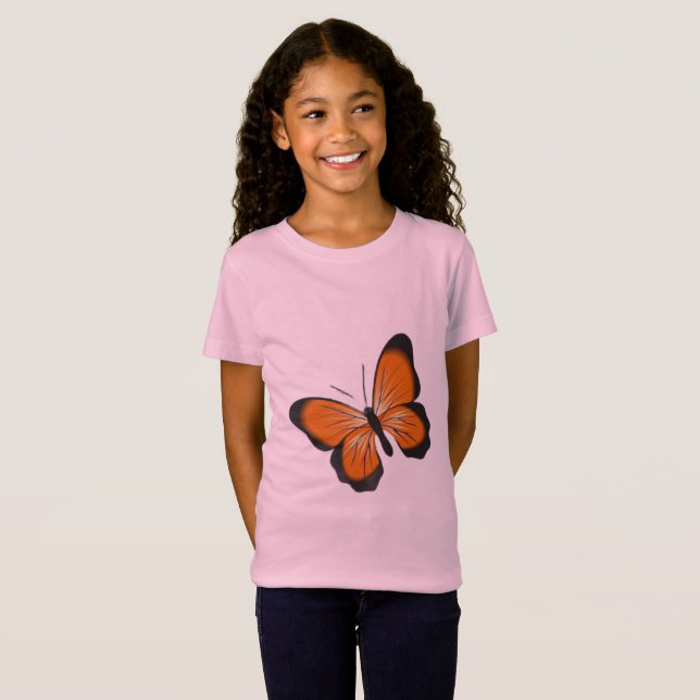 moças borboleta rosa clássico T-Shirt (Frente Completa)