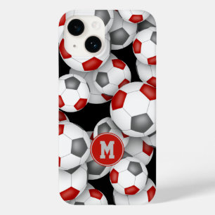 Moças de futebol de cinza vermelha, com monograma