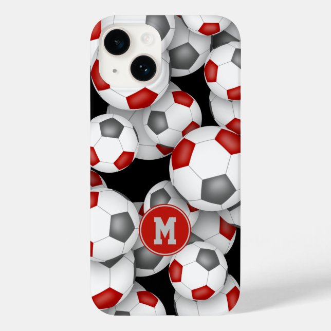 Moças de futebol de cinza vermelha, com monograma (Verso)