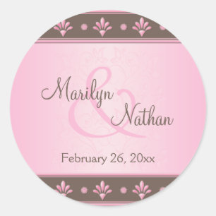 Mocha 1,5" Monogrammed floral cor-de-rosa etiqueta