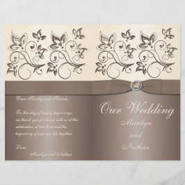 Mocha e Ivory Floral Wedding Program