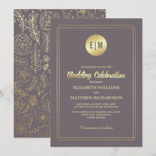 Mocha Escura  Convites para Casamento Elegante De 