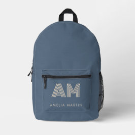 Mochila Azul Ardesia Minimalista Monograma