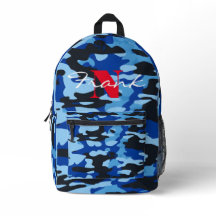 Mochila azul e preta para camas - Nome/logotipo pe