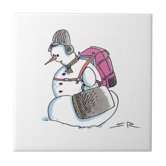 Mochila - azulejo de cerâmica Snowman (Frente)