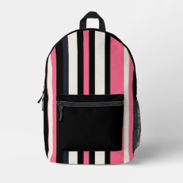 mochila com listras pretas e rosas