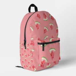 Mochila com Padrão de Fatia de Melancia Rosa