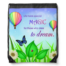 Mochila de Cordão com Citação Inspiradora de Sonho