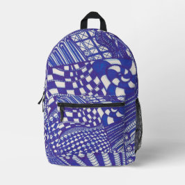 Mochila de Portas de Arte Abstrato Roxo Azul