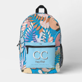 Mochila impressa : Folhas de Abstrato (azul)