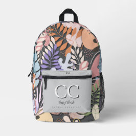 Mochila impressa: folhas de Abstrato (cinza)