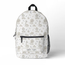Mochila Infantil com Padrão de Dinossauro em Aquar