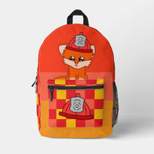 Mochila Legal com Tema de Bombeiro e Raposa