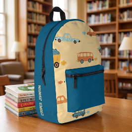 Mochila masculina azul e creme personalizada com n