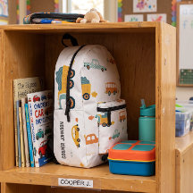 Mochila meninos nome carro personalizado Pastel
